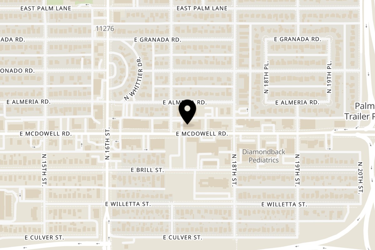 Map showing the location of Wings602 on 1712 E McDowell Rd in Phoenix